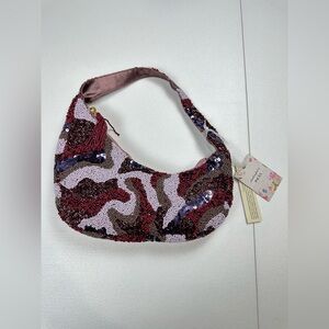 Viral Tik Tok From India To You Camouflage Beaded Purple Bag Handmade New‎